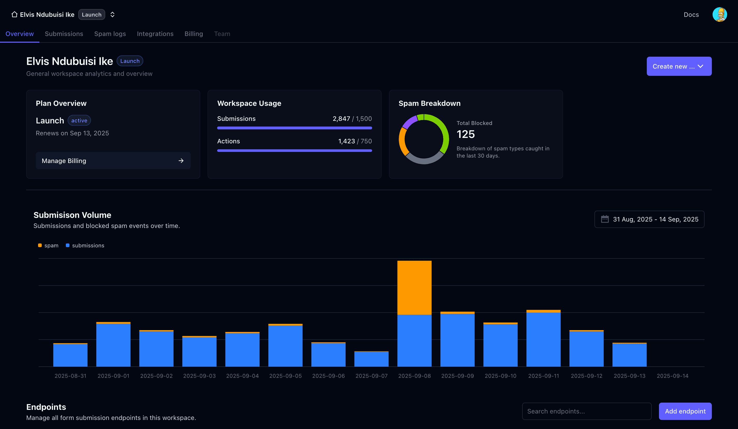 A preview of the Database web app